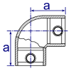 Interclamp 125 Two Way Elbow Tube Clamp Fitting - Technical Drawing 2