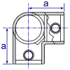 Interclamp 128 Three Way Elbow Tube Clamp Fitting - Technical Drawing