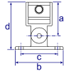 Interclamp 169 Swivel Base Flange Tube Clamp Fitting - Technical Drawing 1