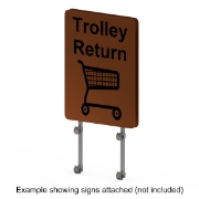 Interclamp trolley bay sign kit - double sided - example with signs attached (not included)