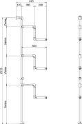 Interclamp Garment Rack - 3 Bent Arms (Floor and Wall Mounted)