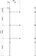 Interclamp GR0006 Garment Rack / Clothing Display (Floor and Wall Mounted) - Dimensions