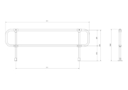 Interclamp 4020 D48 2m Handrail Kit with D return ends - Dimensions