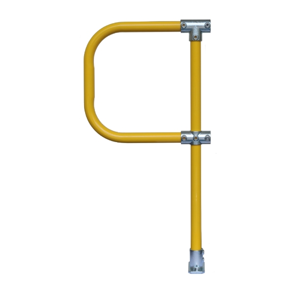 Interclamp 4020-FL-01Y modular tube clamp handrail stanchion with d-return (Safety Yellow)
